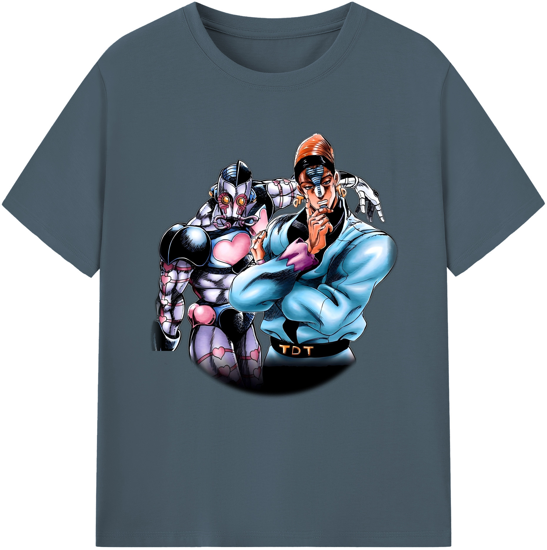 （画像用） ジョジョの奇妙な冒険 ひがしかた じょうすけ JoJo's Bizarre Adventure Higashikata Josuke 綿100％半袖Tシャツ（フロントプリント）